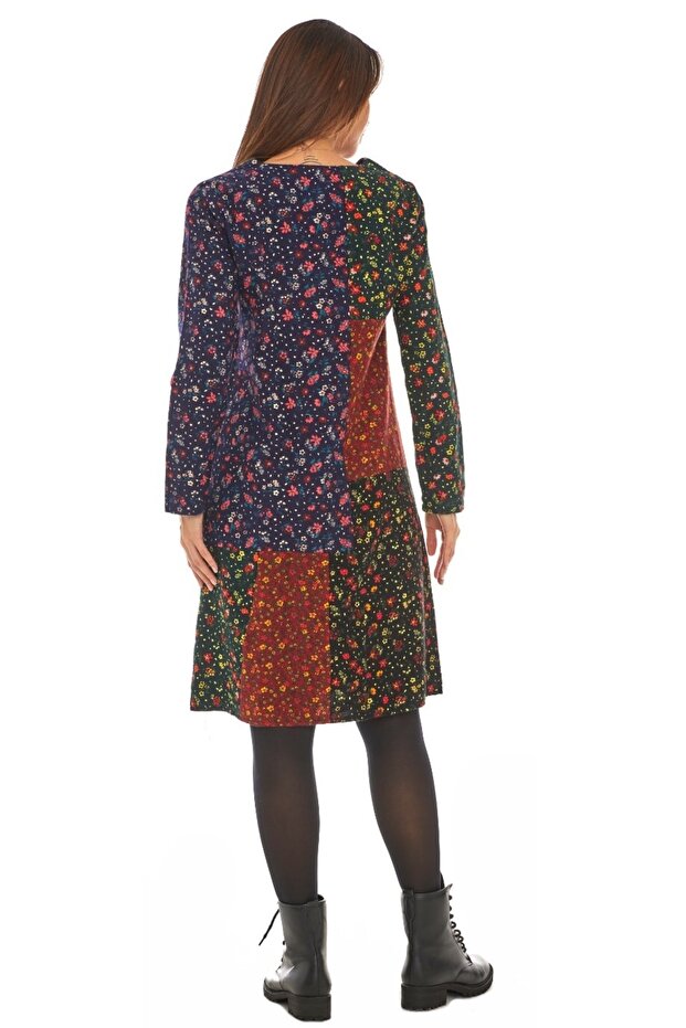 Pazen Patchwork Kısa Elbise - 7