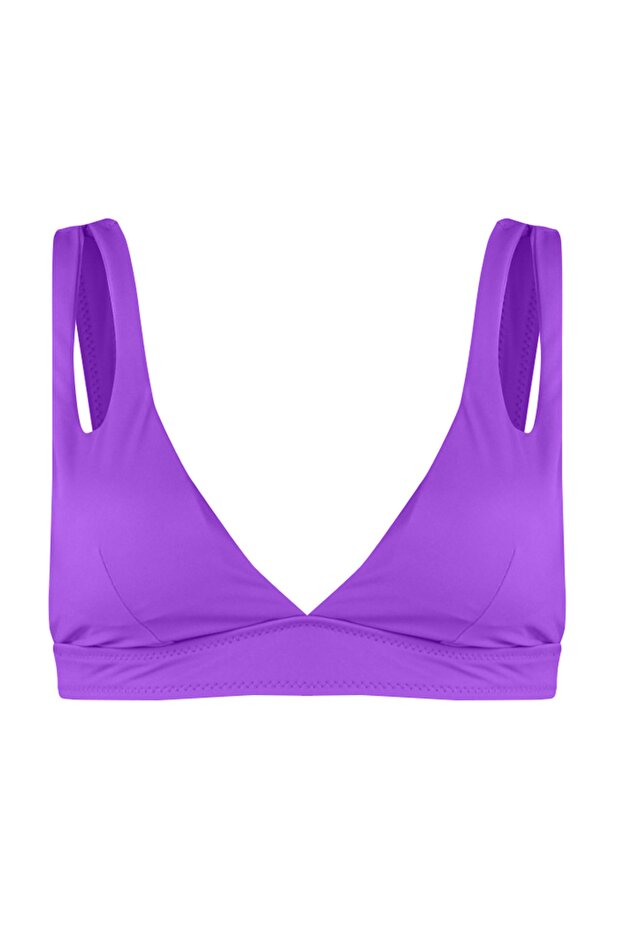 Mor Üçgen Cut Out Detaylı Bikini Üstü TBESS20BU0202 - 7