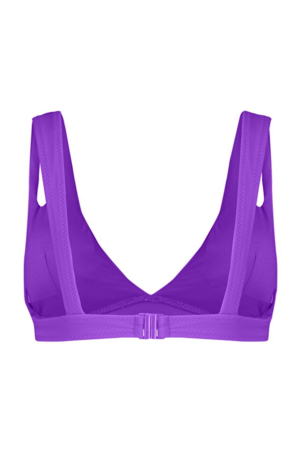 Mor Üçgen Cut Out Detaylı Bikini Üstü TBESS20BU0202 - 9