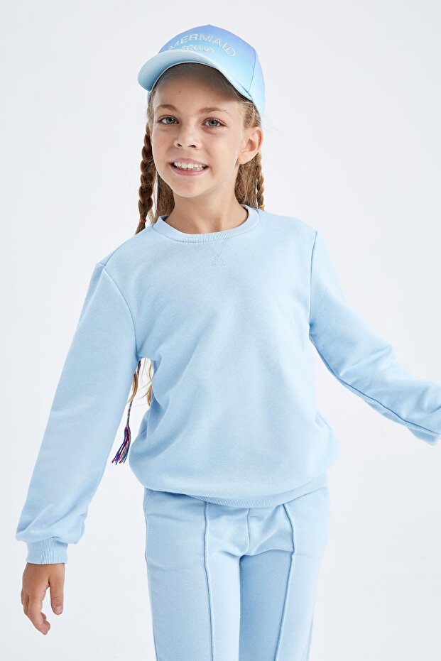 Girl's Crew Neck Soft Fuzzy Inside School Sweatshirt