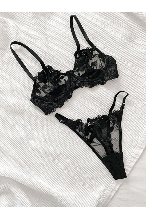 Black Balenli Bra Set - 3