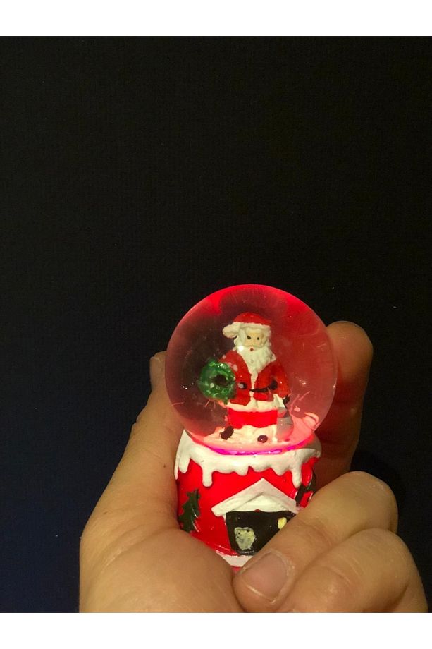 2'li Noel Baba Yılbaşı Temalı Işıklı Kar Küresi Minik Boy 6 Cm - 2