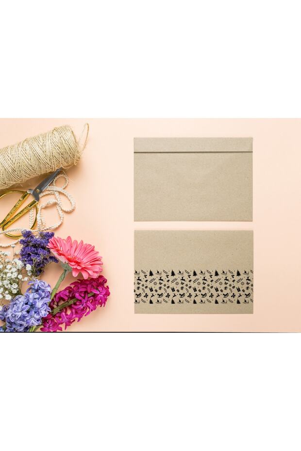 Christmas Image Printed Kraft Envelope (11x16 Cm 10 Pieces)