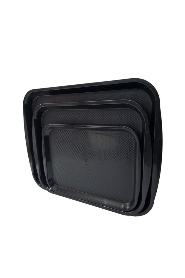 3 Size Abs Plastic Black Color Serving Tray