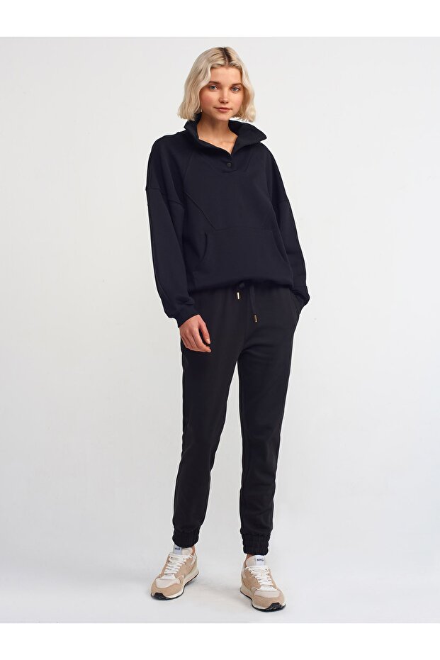 40107 Kargo Cep Oversize Sweatshırt-siyah - 3