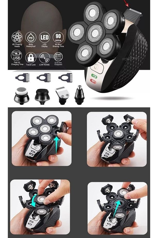 D14 6 Kafa Tıraş Makinesi + J8 Holder + 12 Adet Kartuş -5 Bıçak - 5
