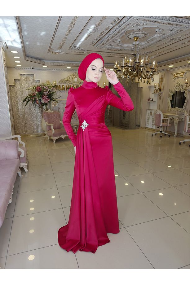Hera Kırmızı Abiye Elbise - 1