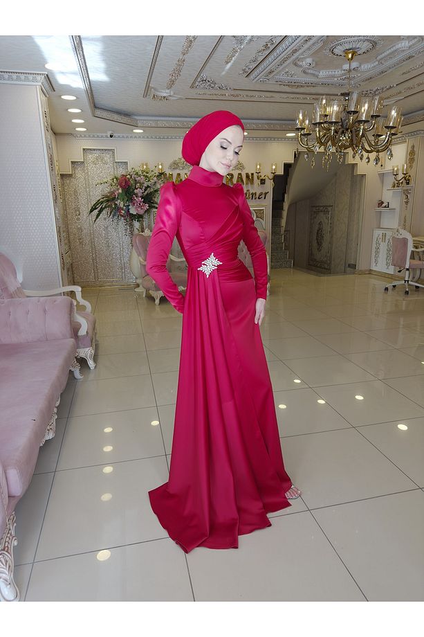 Hera Kırmızı Abiye Elbise - 5
