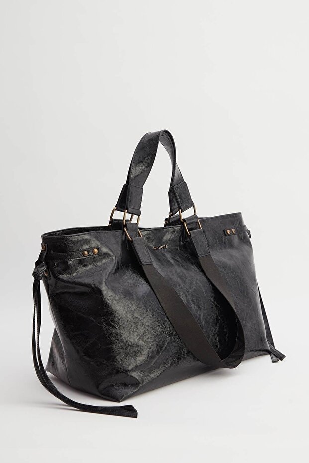 Black Std Big City Leather Tote Bag - Classic - 7