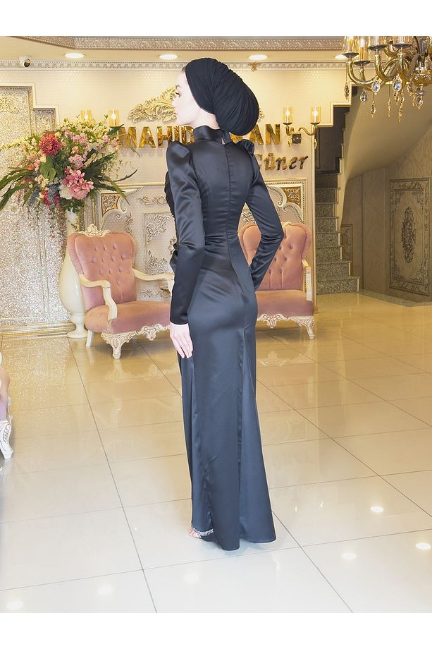 Lavin Siyah Abiye Elbise - 7