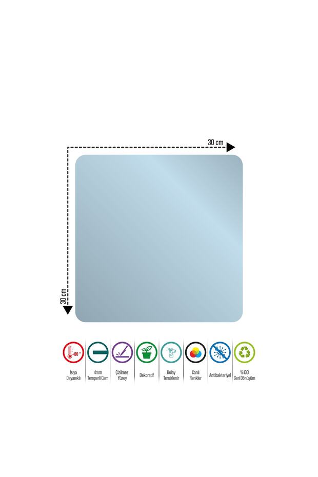لوح تقطيع زجاجي مربع بنمط الخضار - 5