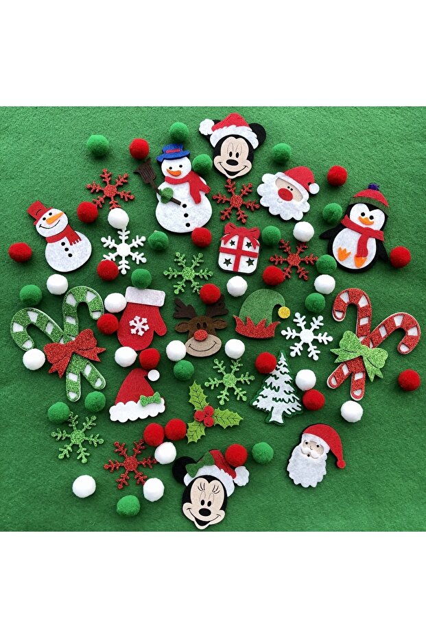 Christmas Ornament Mixed Figure Pompom 25 Pieces