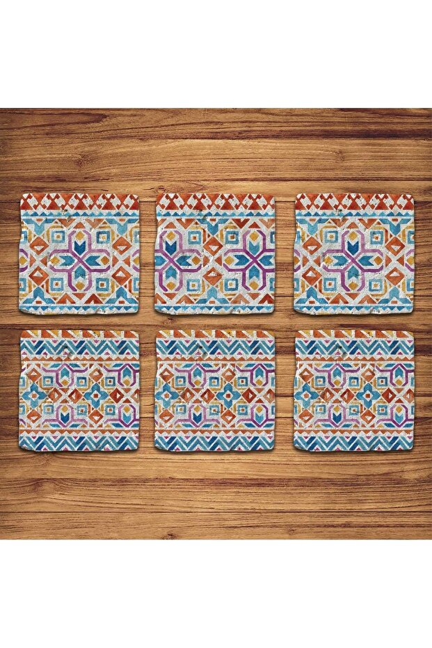 Natural Stone Coaster 6-Piece String Model D (boho Theme)