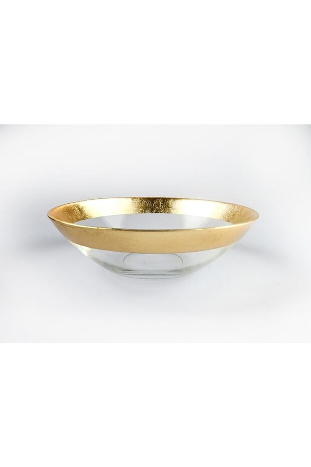 Gold Leaf Tape Glass Soup Salad Bowl 17 Cm