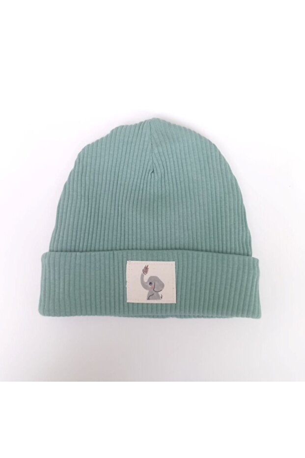 Unisex Children's Mint Green Beret with Elephant Label
