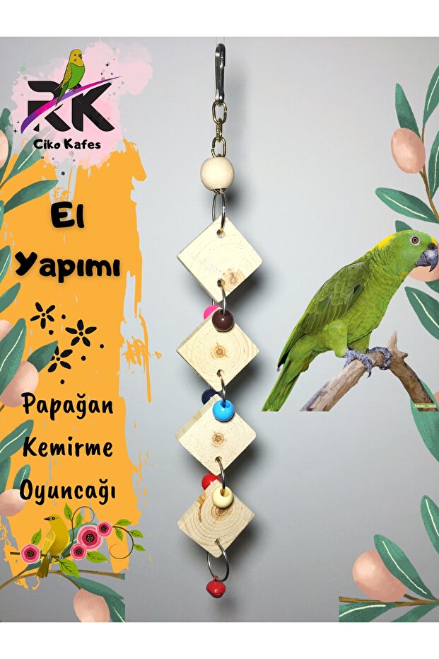 4-Piece Parrot Bird Wooden Nibbling Toy