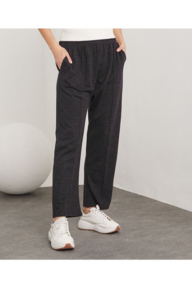 بنطلون صوف إكرين مقاس كبير - أسود - 2