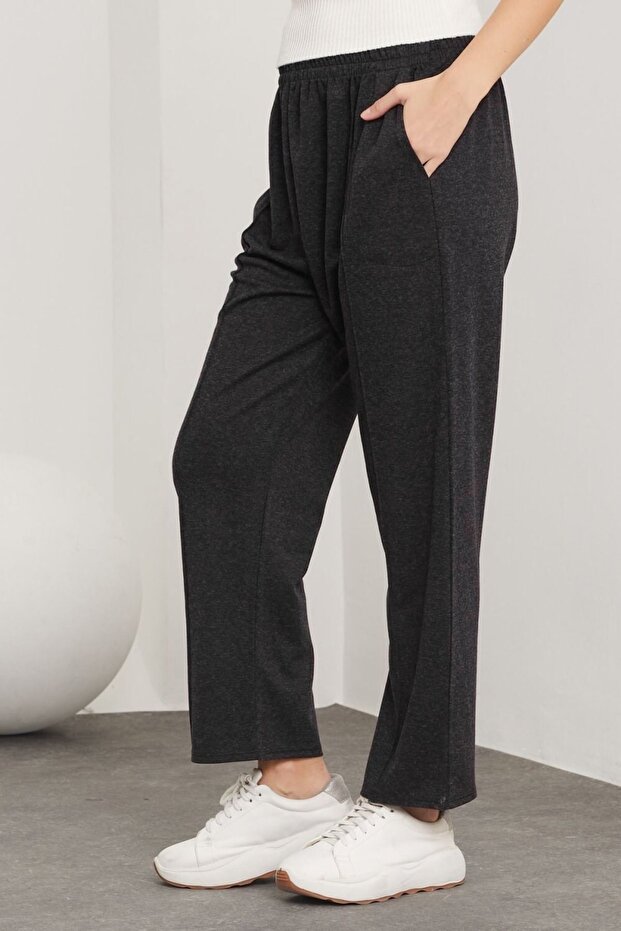 بنطلون صوف إكرين مقاس كبير - أسود - 3