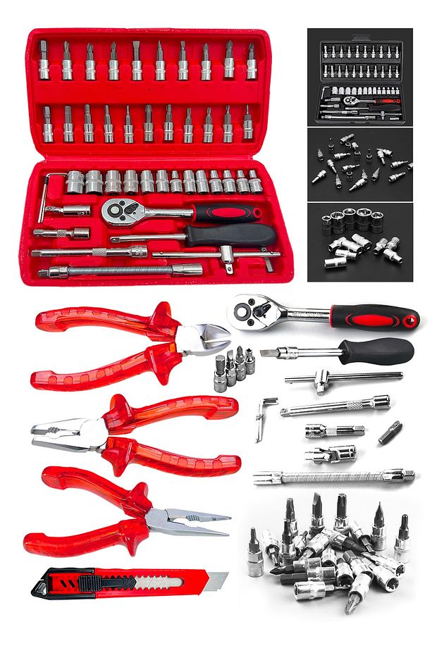 50 Parça Mini Lokma Takımı Otomatik Cırcırlı 1/4" Wrench Set Yüksek Kalite Kombinasyon Alet Seti - 1