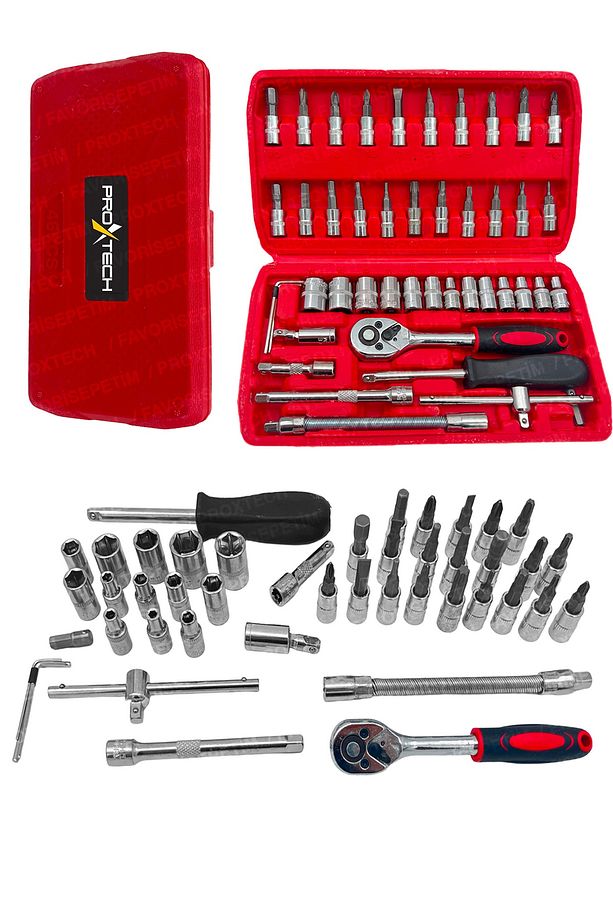 46 Parça Mini Lokma Takımı Otomatik Cırcırlı 1/4" Wrench Set Yüksek Kalite Kombinasyon Alet Seti - 4