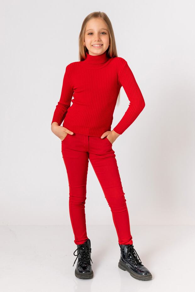 Girl's Slim Fit Turtleneck Knitwear Bodysuit