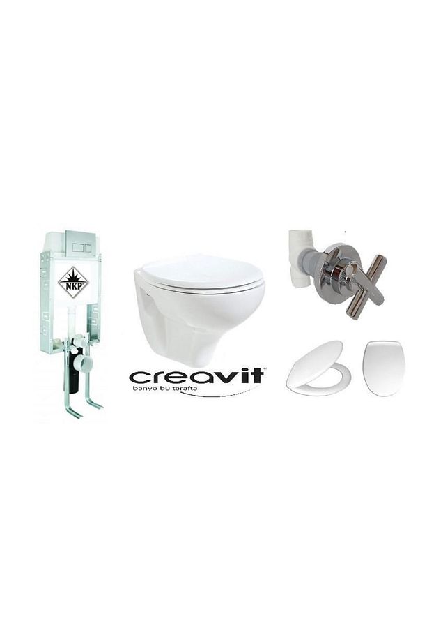 Gömme Rezervuar + Ara Kesme + Tp320 Creavit Asma Klozet + Akdeniz Kapak - 1