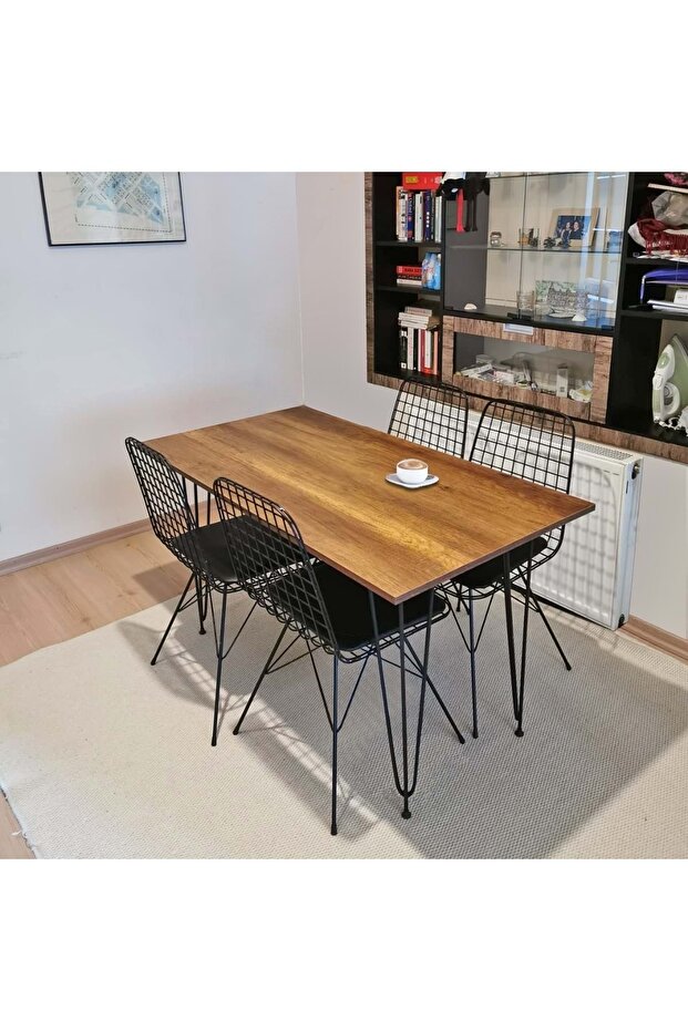 Tel Sandalye Siyah 6 Lı Set - 2