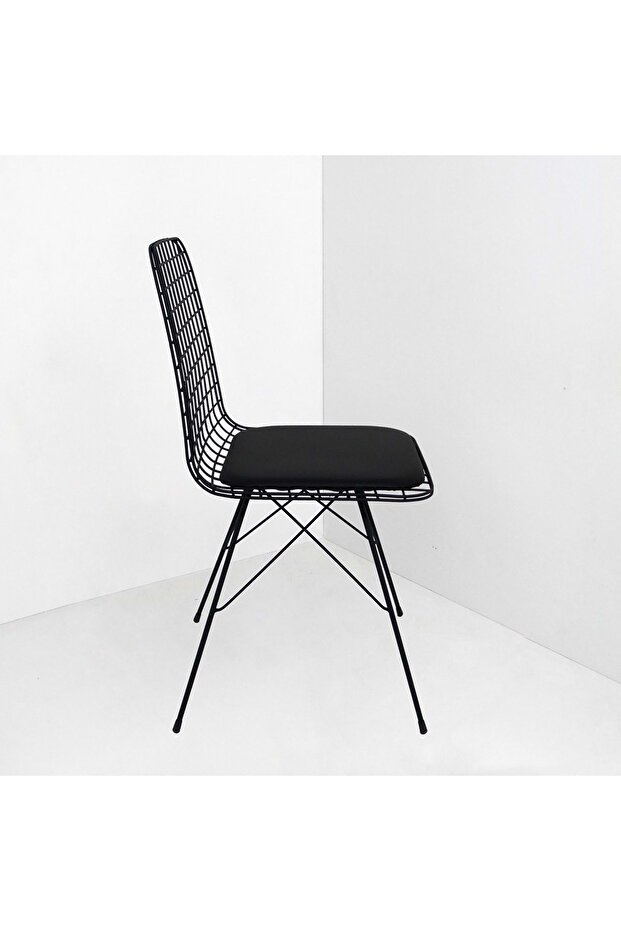 Tel Sandalye Siyah 6 Lı Set - 3