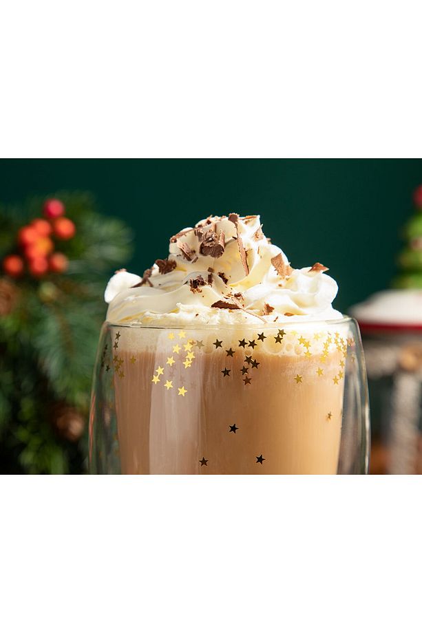 Yılbaşı Glam Sprinkles Borosilkat Cam Double Wall Bardak 350 ml Gold - 2