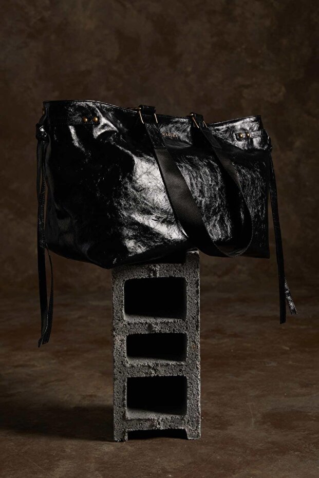 Black Std Big City Leather Tote Bag - Classic - 1