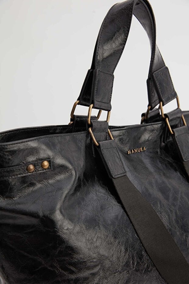 Black Std Big City Leather Tote Bag - Classic - 8