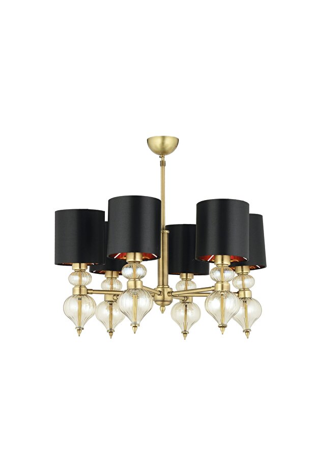 R Dolce Ragazza Şapkalı Klasik Avize 6'lı Sarı 65x80cm - 1