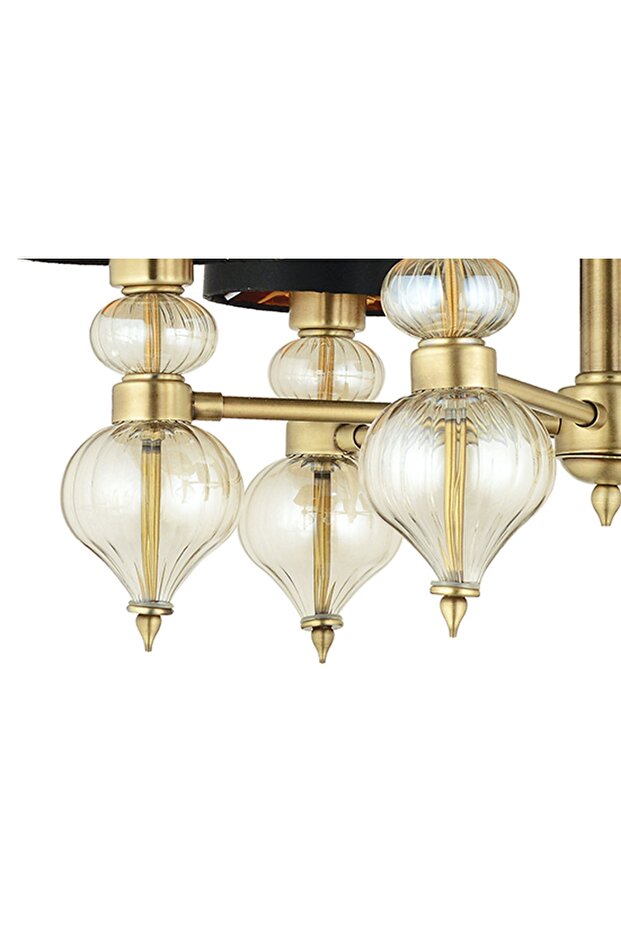 R Dolce Ragazza Şapkalı Klasik Avize 6'lı Sarı 65x80cm - 3