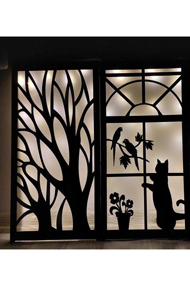 Ahşap Işıklı Duvar Tablo - 1