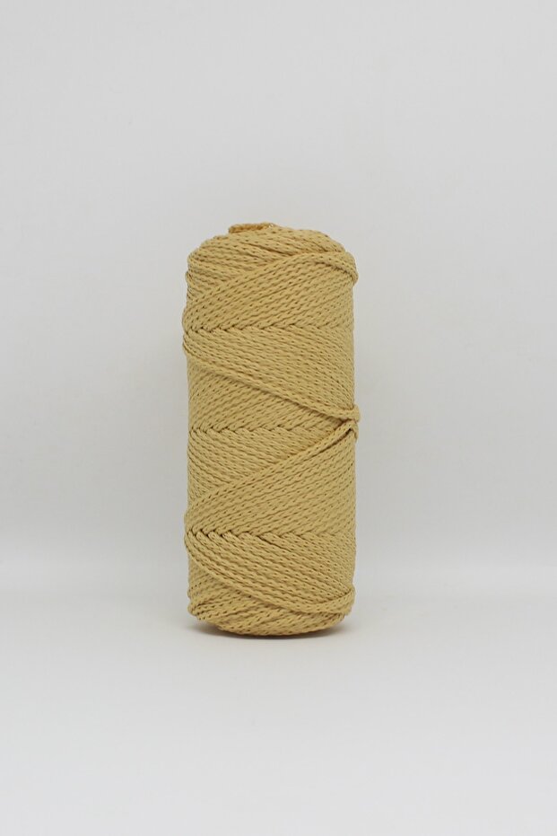 خيط مكرامية بوليستر قطعتين 100 جرام أصفر فاتح 3 مم - 2