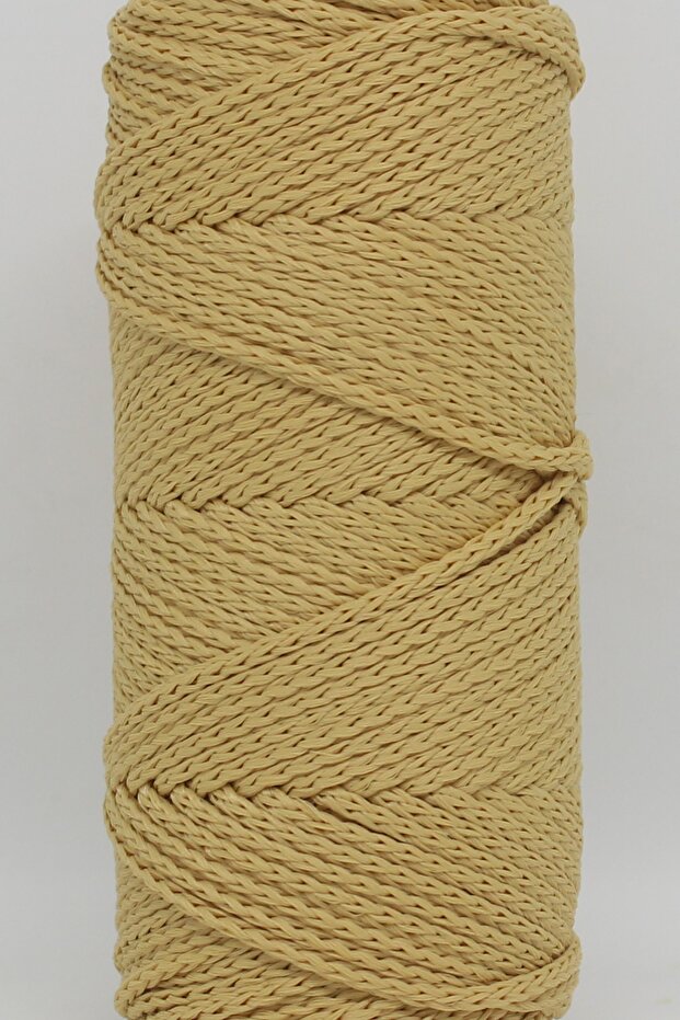خيط مكرامية بوليستر قطعتين 100 جرام أصفر فاتح 3 مم - 3