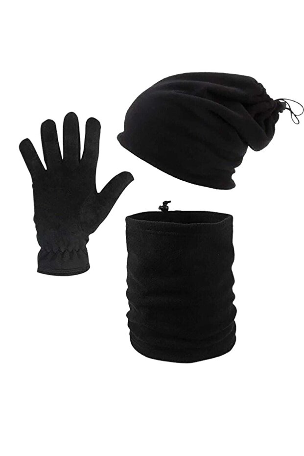Unisex Fleece Beanie Neck Collar Glove Set