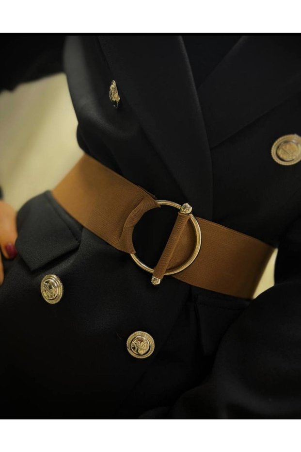 Elastic Women's Belt With Ring And Halter Buckle, Jacket Belt, Shirt Belt, Dress Belt