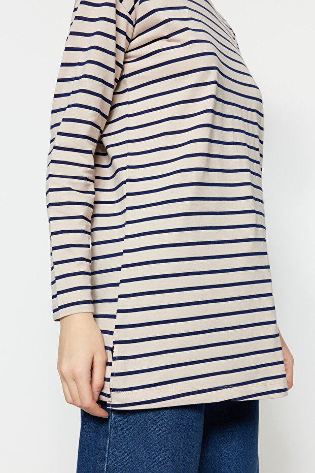 Vizon Çizgili Örme Tunik TCTAW22UK0240 - 5