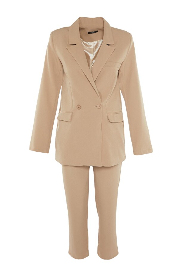 Vizon Blazer Ceket-Pantolon Dokuma Alt-Üst Takım TCTAW23US00132 - 10