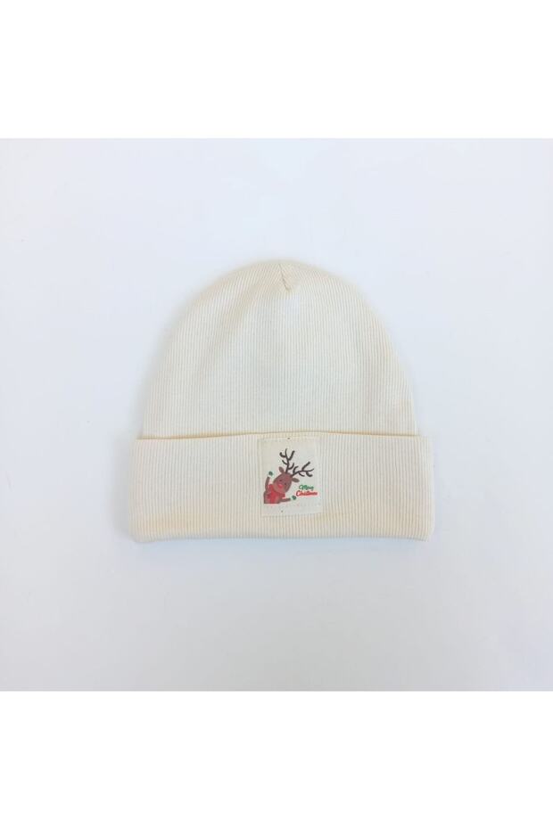 Unisex Children's Christmas Labeled Cream Beanie