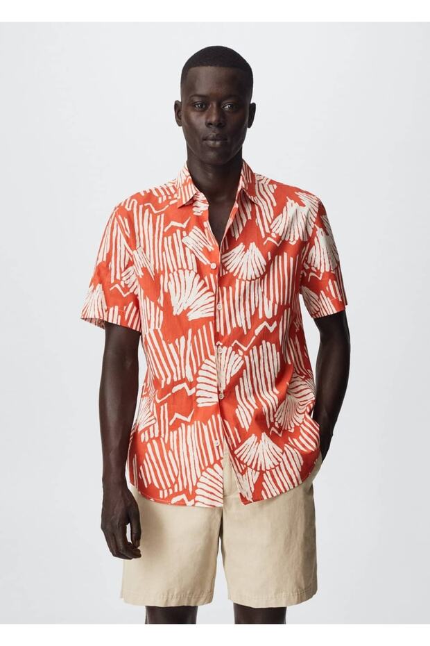 Desenli Pamuklu Gömlek - 1