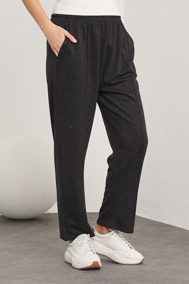 بنطلون صوف إكرين مقاس كبير - أسود - 1