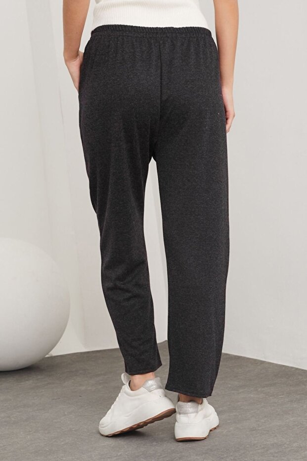 بنطلون صوف إكرين مقاس كبير - أسود - 4