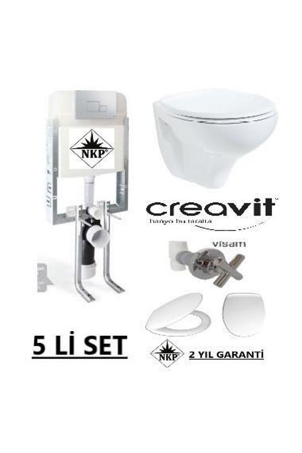 Gömme Rezervuar + Ara Kesme + Tp320 Creavit Asma Klozet + Akdeniz Kapak - 2