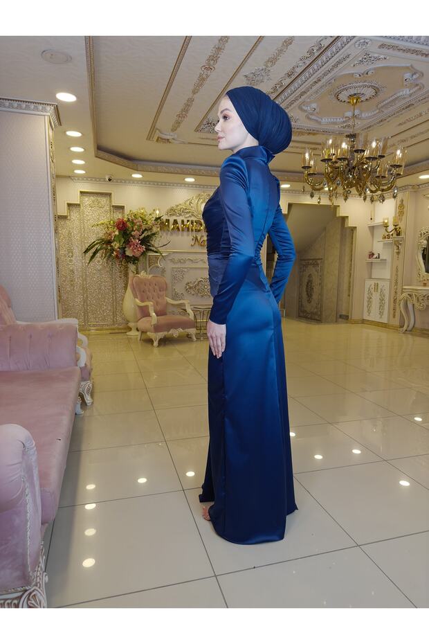 Hera Lacivert Abiye Elbise - 7