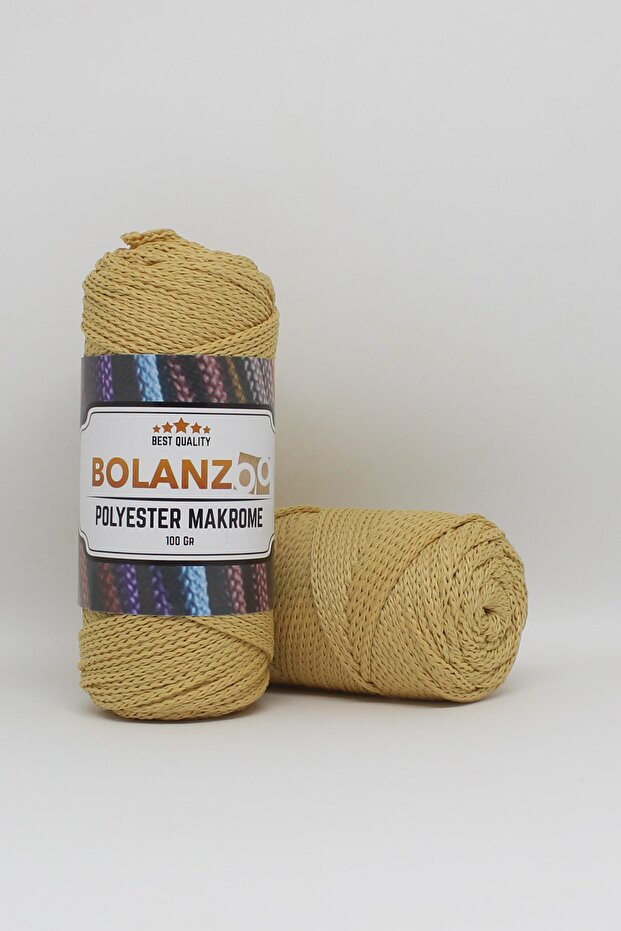 خيط مكرامية بوليستر قطعتين 100 جرام أصفر فاتح 3 مم - 1