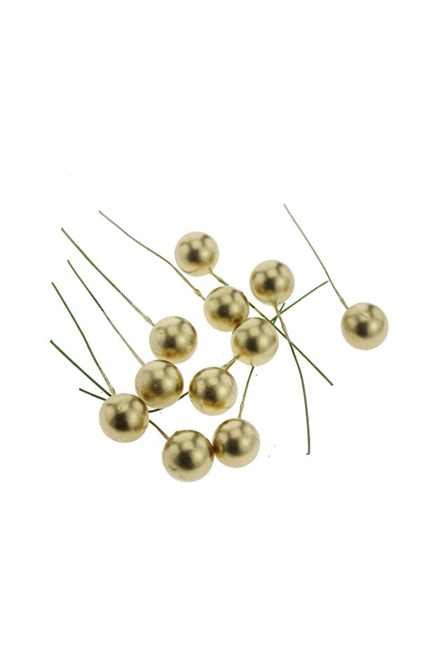 10 Pieces Berry Flower Single Styrofoam Pearl Gold