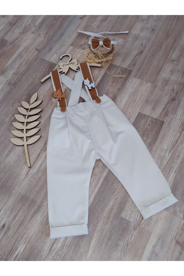 Safari Concept Zebra-Tiger Figured Stone Color Salopet Baby Boy Birthday Outfit