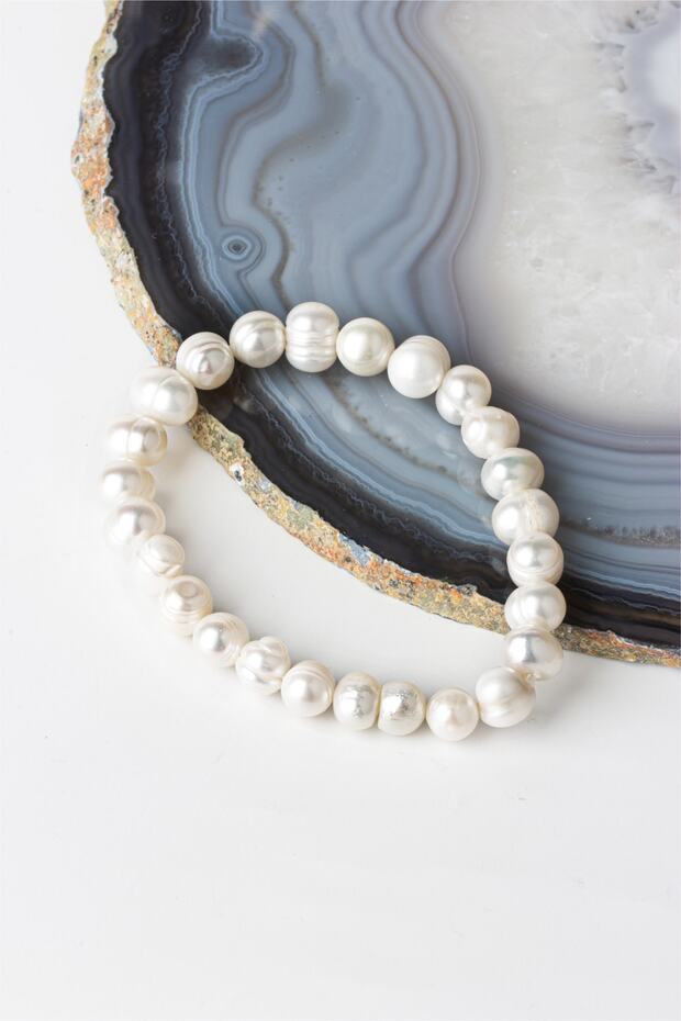 Pearl White Sphere Cut 8-9 Mm Bracelet